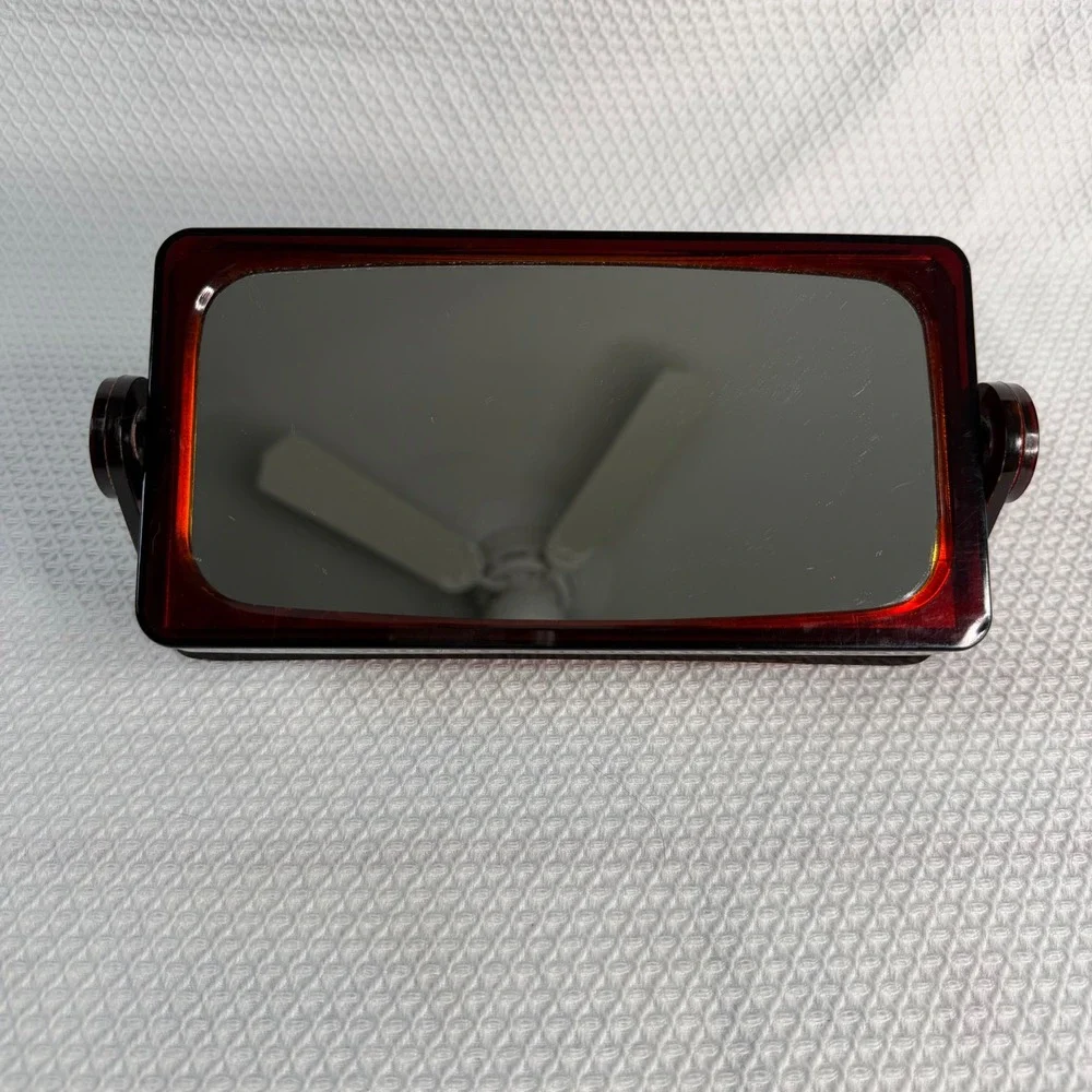 Vintage Amber Lucite Dual Sided Tilting Vanity Mirror Hong Kong NO 339 MCM